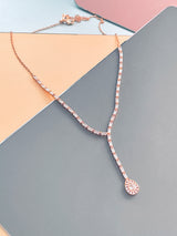 NEVE – Delicate CZ Necklace With Drop Pendant In Rose Gold