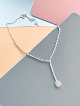 NEVE – Delicate CZ Necklace With Drop Pendant In Silver