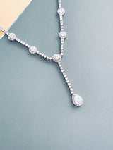 MELODY - Elegant CZ With Teardrop Stones Necklace In Silver