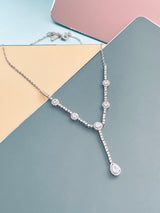 MELODY - Elegant CZ With Teardrop Stones Necklace In Silver