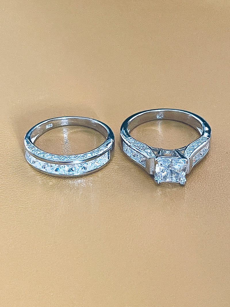ALINA - 2ct Princess CZ Set Ring In Silver - JohnnyB Jewelry