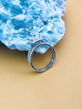 STELLA - 2ct Bridal Wedding Ring Set Cushion Cut Sterling Silver In Silver - JohnnyB Jewelry