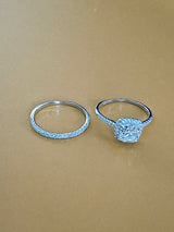 STELLA - 2ct Bridal Wedding Ring Set Cushion Cut Sterling Silver In Silver - JohnnyB Jewelry