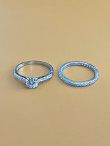 CAMILA - 1ct Brilliant Round CZ With Small Stone Sterling Silver Ring In Silver - JohnnyB Jewelry