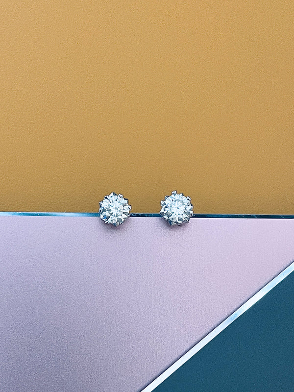 GRACE - 1ct Round Brilliant Moissanite Stud Earrings In Silver