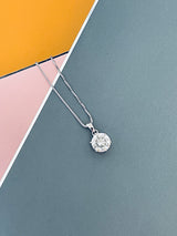 VICTORIA - Classic Round- Cut Moissanite Solitaire Necklace In Silver