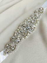 LILIKA - Multi-Shaped Flower Crystal Belt Sash In Silver