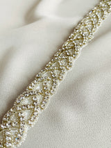 GEORGIE - Scalloped Crystal-Covered Belt Sash In Silver