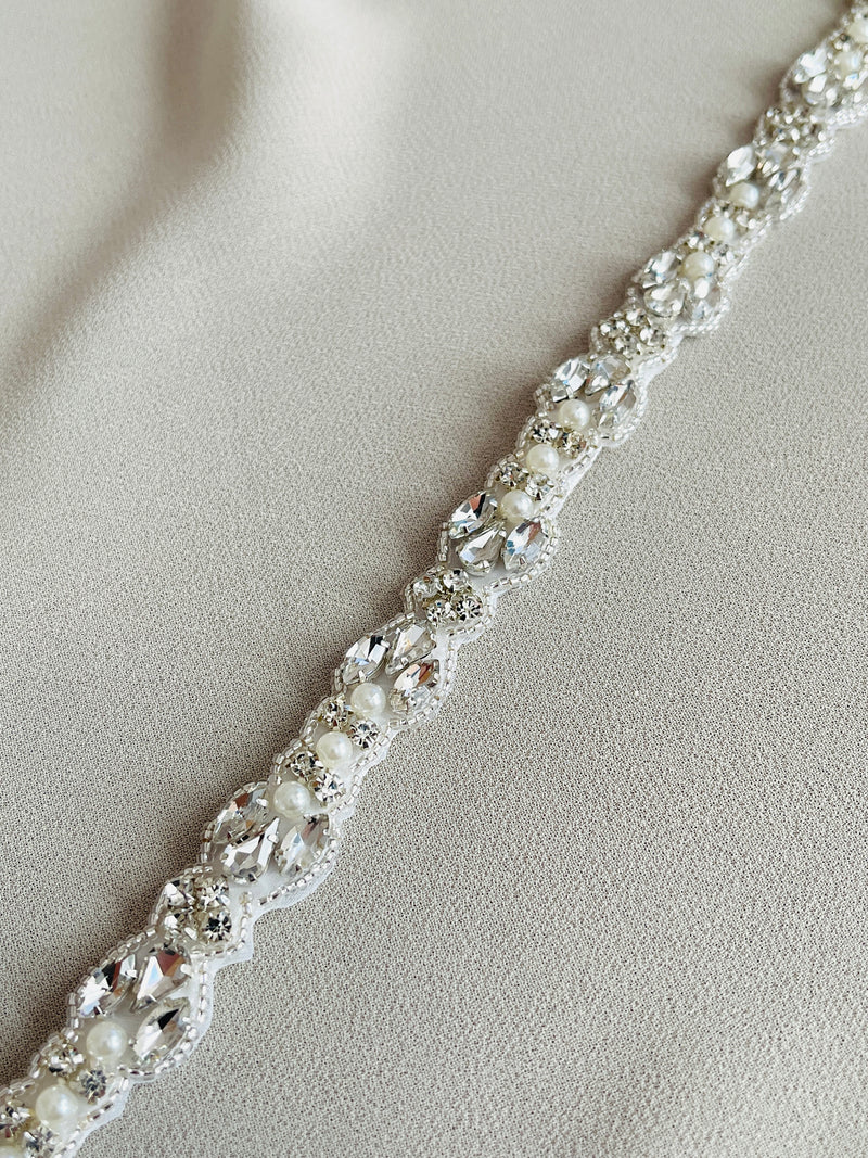 X-ELIZA - Pearl and Crystal Detail In Silver