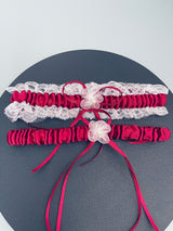 ELSA - 2Pcs Wine Red Regal Ties Knot Garter