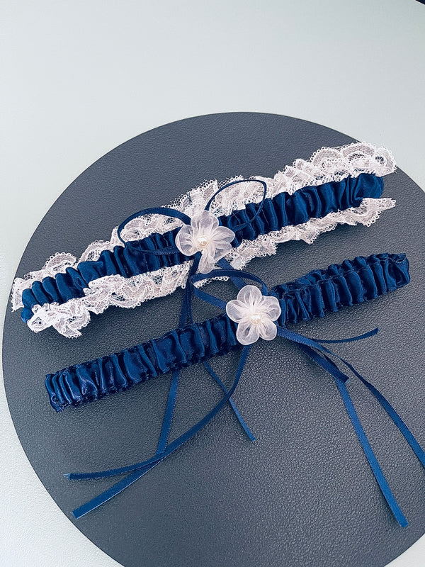 ELSA - 2Pcs Blue Regal Ties Knot Garter