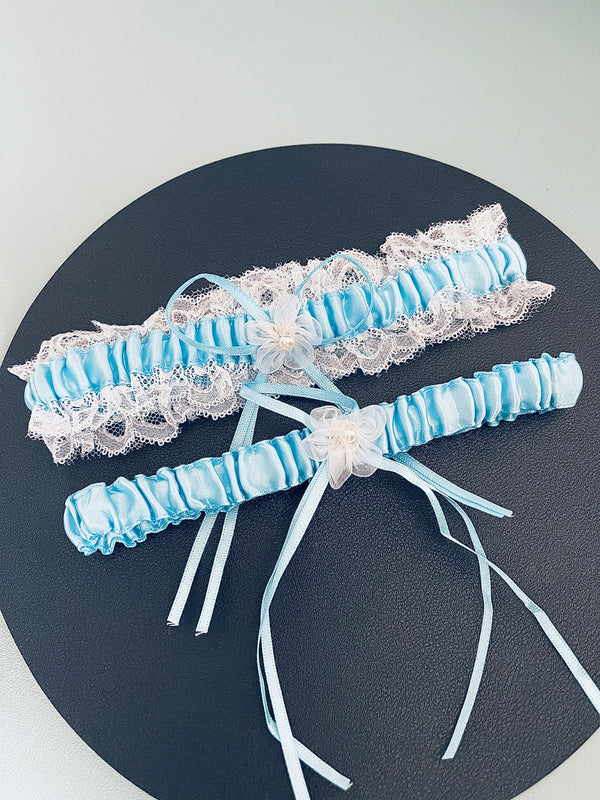 ELSA - 2Pcs Light Blue Regal Ties Knot Garter