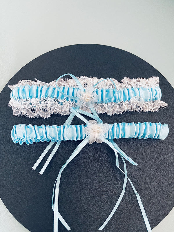 ELSA - 2Pcs Light Blue Regal Ties Knot Garter