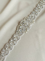 CRESSIDA - Multi-Shaped Crystal and Pearl Belt Sash In Silver