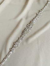AURELIE - Flower-Centered Crystal Belt Sash In Silver