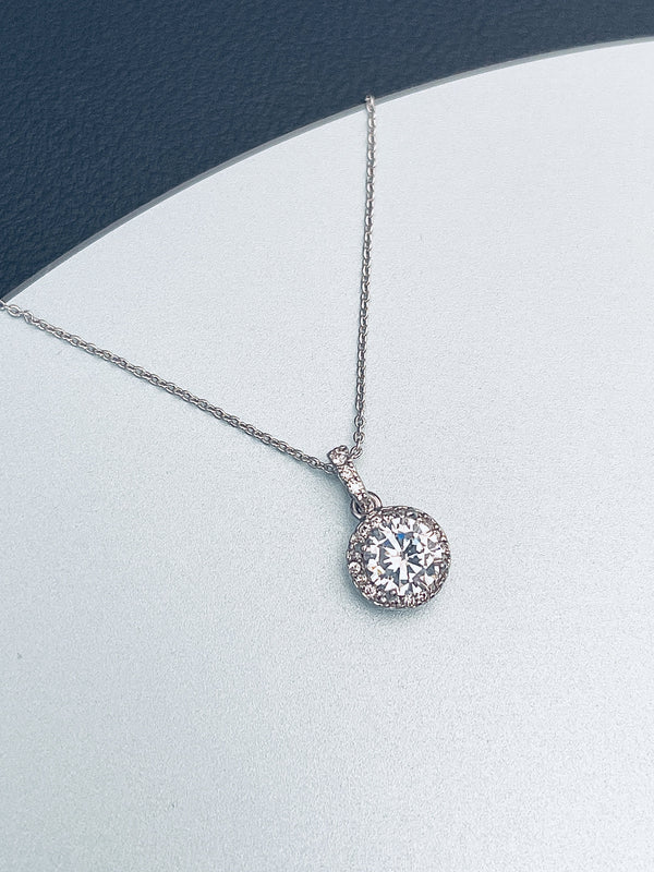 ZURI - Pendant With Round CZ In A Delicate Setting - JohnnyB Jewelry