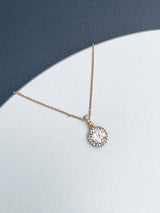 ZURI - Pendant With Round CZ In A Delicate Setting - JohnnyB Jewelry