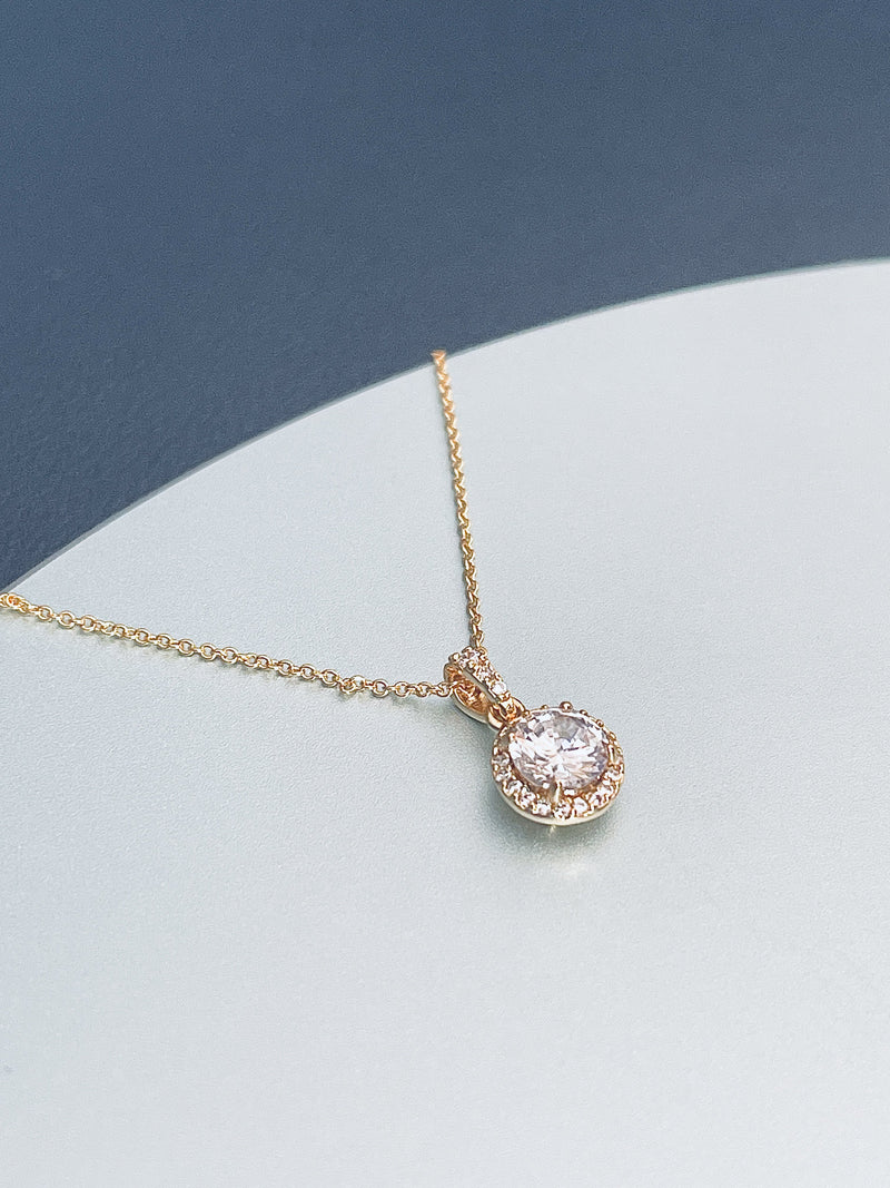 ZURI - Pendant With Round CZ In A Delicate Setting - JohnnyB Jewelry