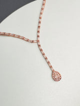 NEVE – Delicate CZ Necklace With Drop Pendant In Rose Gold