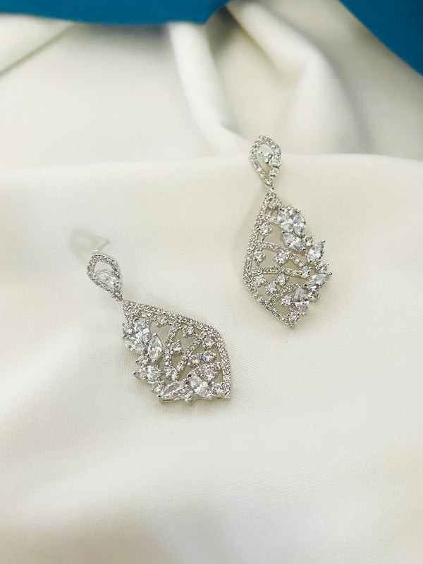 JANEICE - Modern Pave CZ Open-Design Drop Earrings In Silver