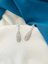 PENELOPE - Pave And Crystal Elongated Teardrop Earrings In Silver