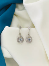 ADRIANNA - Tiny CZ Pave Open Teardrop Earrings In Silver