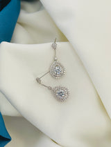 ADRIANNA - Tiny CZ Pave Open Teardrop Earrings In Silver