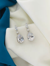 ALISA - Large Teardrop With Multi-Shaped CZ Earrings In Silver