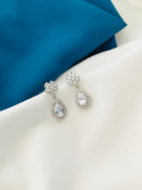 ALLEGRA - CZ Teardrop Crystal Drop Earrings In Silver