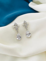 ALTHEA - Marquise And Teardrop CZ Earrings In Silver - JohnnyB Jewelry