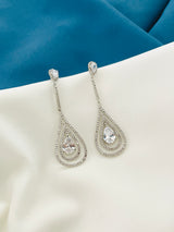 ALORA - Long Dangle Double Open Teardrop Earrings - JohnnyB Jewelry