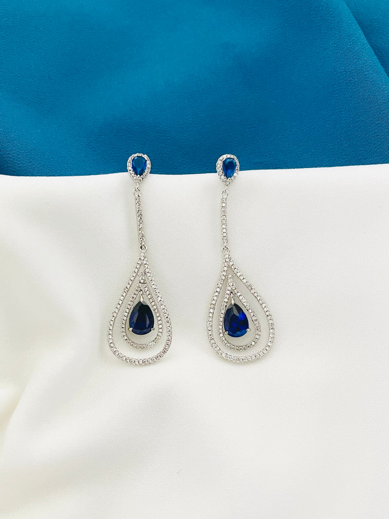 ALORA - Long Dangle Double Open Teardrop Earrings - JohnnyB Jewelry