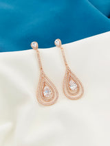 ALORA - Long Dangle Double Open Teardrop Earrings - JohnnyB Jewelry