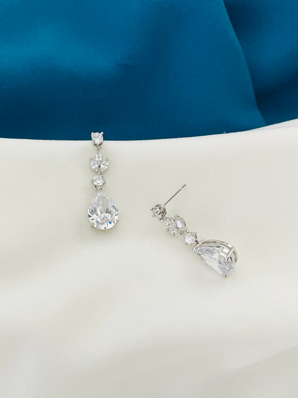 ANNIE - Multi-Shaped CZ Teardrop Dangle Earrings In Silver