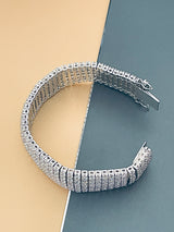 FABIOLA - Wide Multi-Layer Tennis-Style Bracelet In Silver - JohnnyB Jewelry