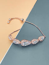 GIORDANA - Teardrop-Shaped CZ Stones Adjustable Bracelet In Rose Gold - JohnnyB Jewelry