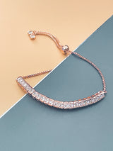 HOLLIS - Tennis-Style Adjustable Bracelet In Rose Gold - JohnnyB Jewelry