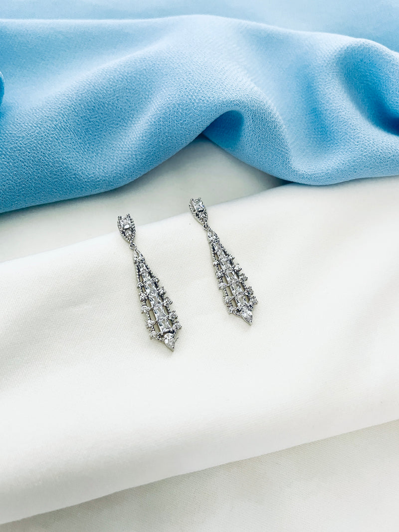 OLYMPIA - Lantern-Look Pave And Crystal Drop Earrings In Silver
