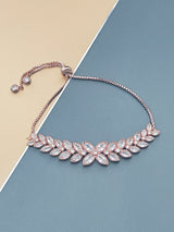 ROXANA - Leaf-Shaped Marquise CZs Adjustable Bracelet - JohnnyB Jewelry
