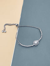 ZELLA - Small Round CZ With Teardrop CZ Centre Adjustable Bracelet - JohnnyB Jewelry