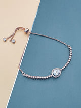 ZELLA - Small Round CZ With Teardrop CZ Centre Adjustable Bracelet - JohnnyB Jewelry