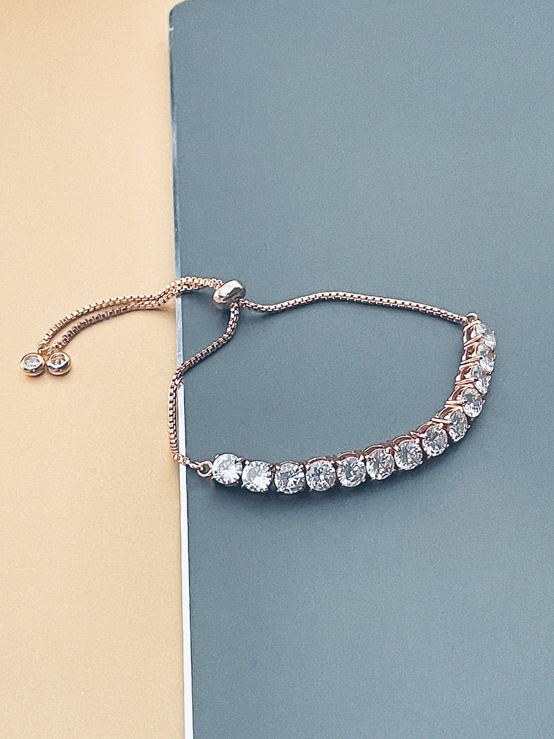 KATRICE - Classic Round CZs Tennis Adjustable Bracelet - JohnnyB Jewelry