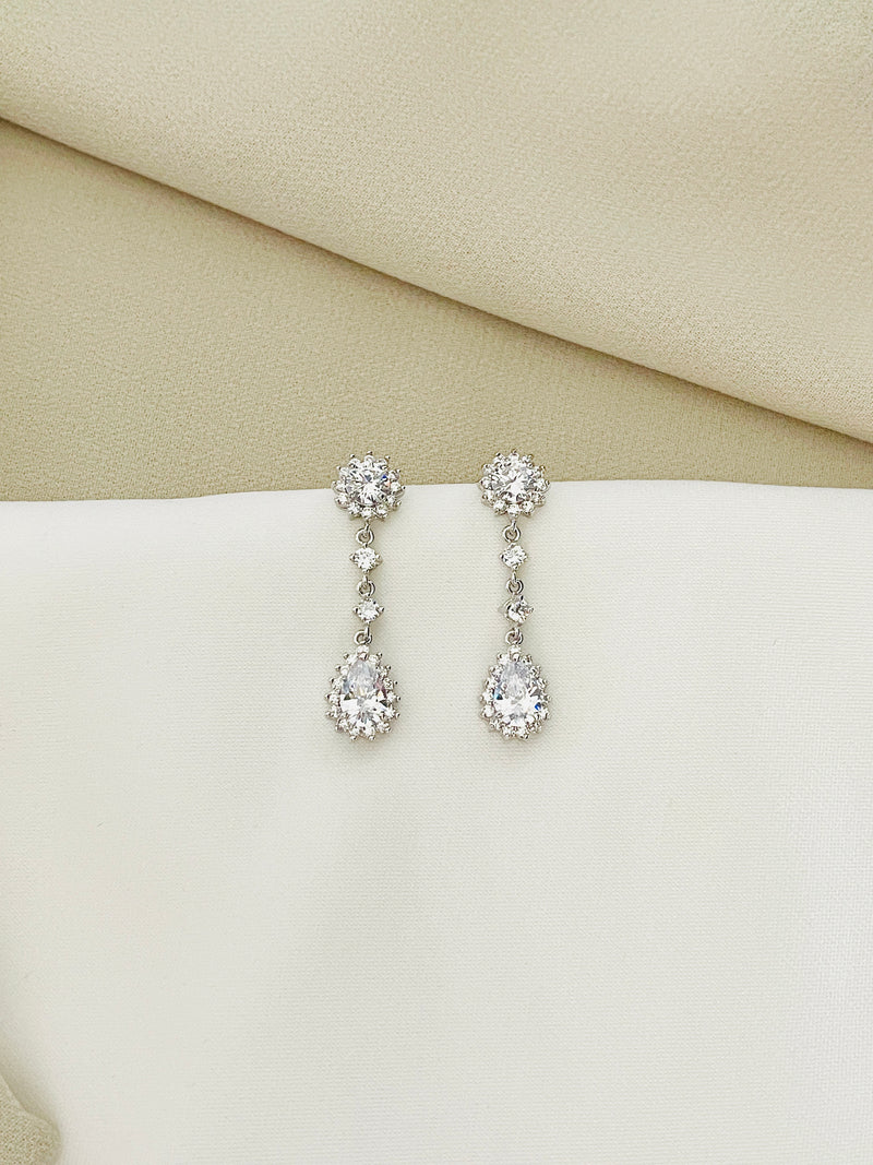 MELISANDE - Ornate CZ Drop Earrings - JohnnyB Jewelry