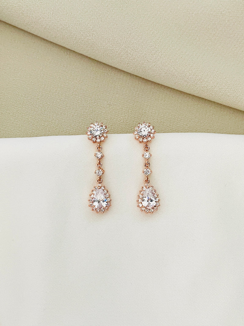 MELISANDE - Ornate CZ Drop Earrings - JohnnyB Jewelry