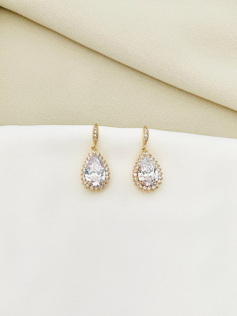 GRACIA - Classic Delicate Teardrop CZ Crystal Earrings