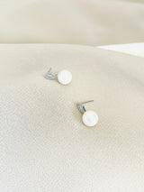 CAMILLA - Pave And Marquise CZ Drop Pearl Earrings In Silver