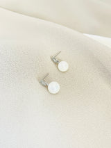 CAMILLA - Pave And Marquise CZ Drop Pearl Earrings In Silver