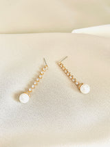CICELY - Slim Crystal Drop with Pearl Earrings - JohnnyB Jewelry