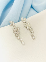 SHERIDAH - Multi-Crystal CZ Leaf-Shaped Drop Earrings