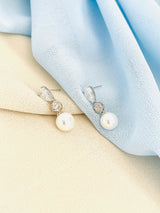 ELEONORE - Multi-Shaped Crystal And Pearl Drop Earrings In Silver